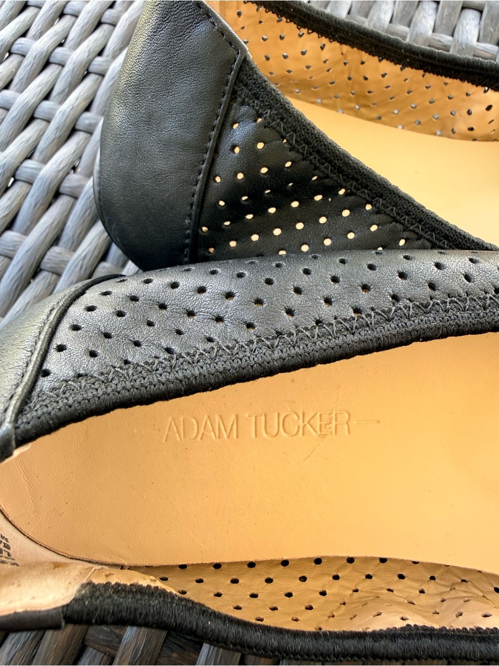 Adam Tucker Black Perforated Ballet Flats - Picture 9 of 15